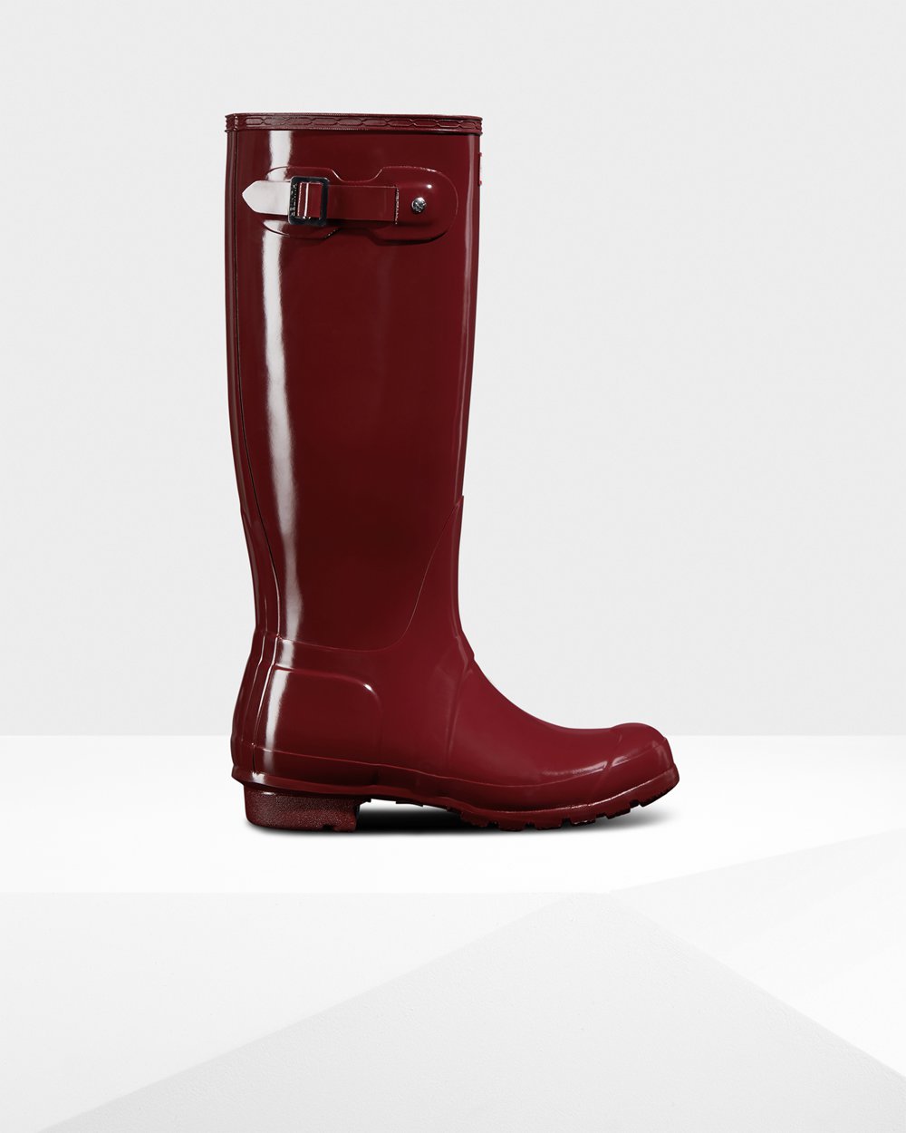 Botas de Lluvia Altas Hunter Mujer - Original Gloss - Grises Rojos - NJSVHYA-60